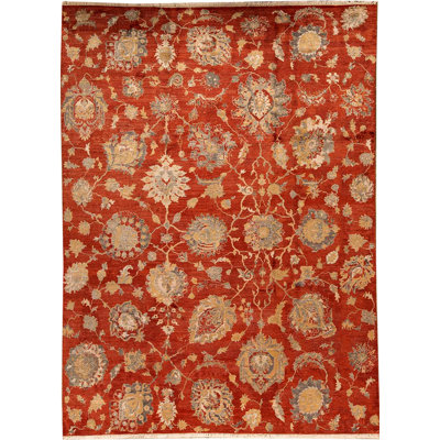 Floral Area Rug in Rust/Yellow