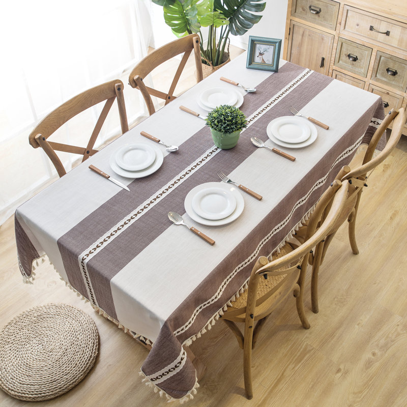 Mosser Cotton and Linen Tablecloth, 86" x 54", Purple Beige