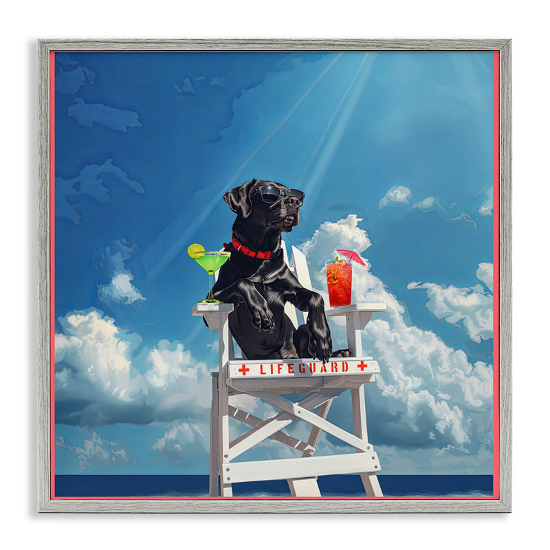 «Guard Dog Lifeguard», art de la giclée encadrée par Jim Baldwin, Estampe numérique Farmhouse, H 17 po x l 17 po
