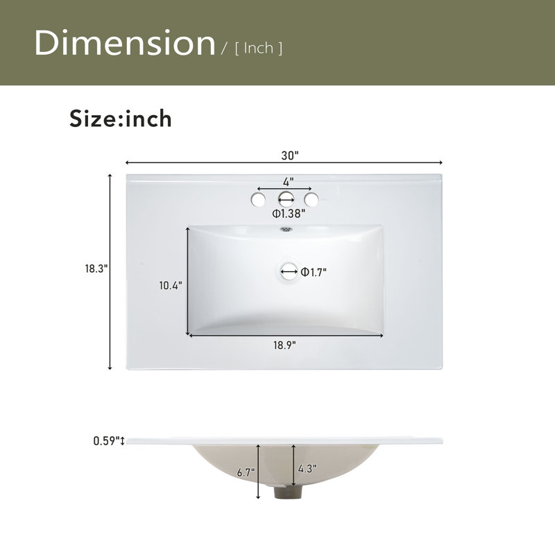 Meuble-lavabo 30 po avec lavabo simple, Gris