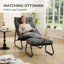 Fauteuil de jardin avec repose-pied intégré - Fauteuil inclinable confortable avec coussin moelleux et repose-pieds pour salon, chambre et coin lecture