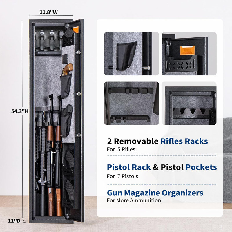 Gun Safe Lock, Digital Quick Access Fingerprint Gun Cabinet Pro-SF0104 Dual Alarm