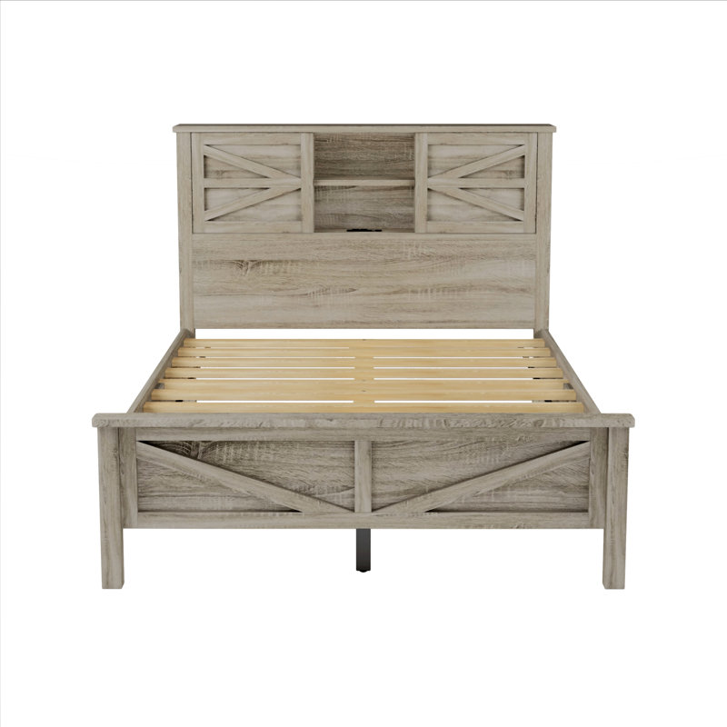 3 Piece Bedroom Set (Bed+1*Nightstand +Dresser) with Charging Station, Antique Gray, Queen