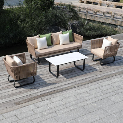 Huben 5 - Person Patio Conversation Set with Cushions