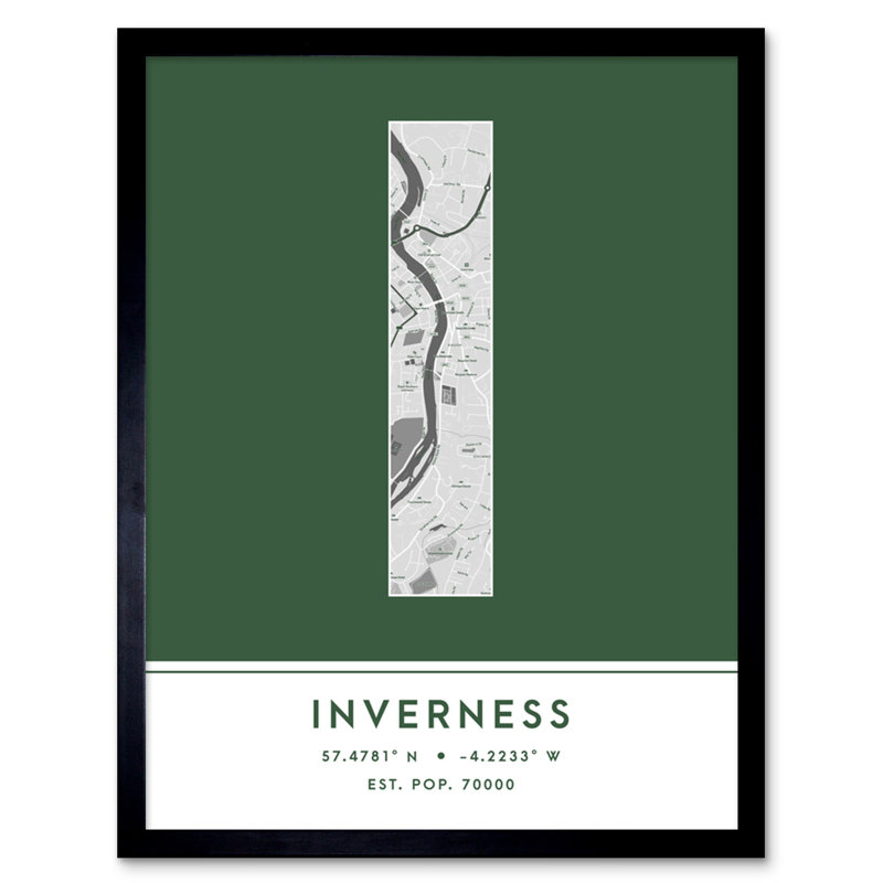 Inverness Scotland UK City Map - Single Picture Frame Typography