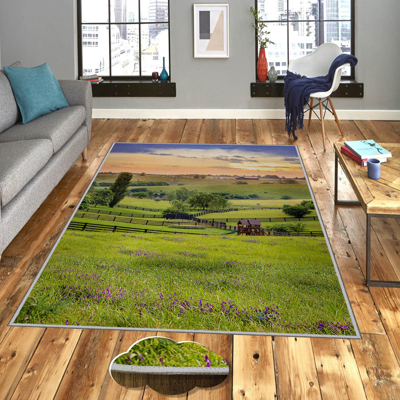 Luxurious Woven Area Rug, 5.9 x 9.2 ft, 100% Polyester, Antibacterial | Non-Slip PVC Felt Dot Underside, 0.3 in Pile Height | Machine Washable, 3D Digital Print, Perfect for Living Room & Bedroom Décor