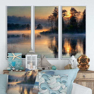 Anteo " Morning Fog Over The Lake Sunset II " 3 - Pieces