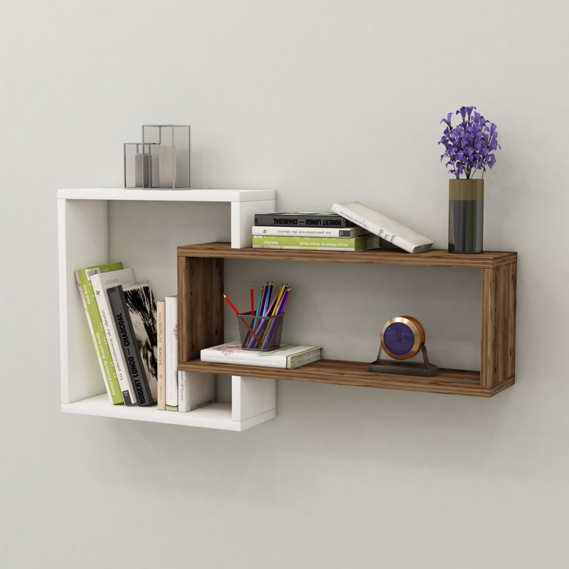 Linelle 3 Piece Floating Shelf, White Light Walnut