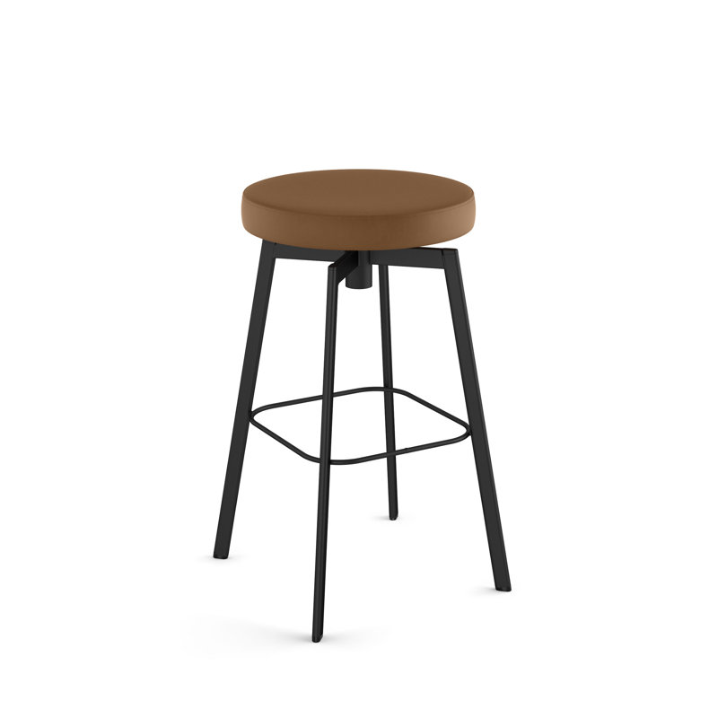 Tabouret de bar et de comptoir pivotant, Cuir - brun clair, Tabouret de bar (siège d'une hauteur de 30,75 po)