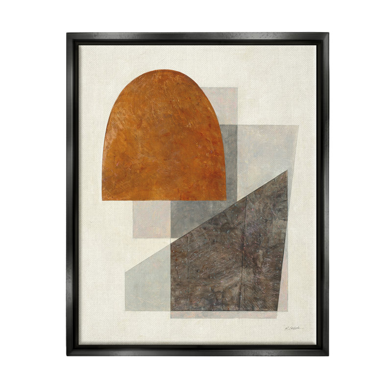 Formes géométriques terreuses, impression sur bois, Cadre flottant noir de jais, H 21 po x l 17 po x P 1,7 po