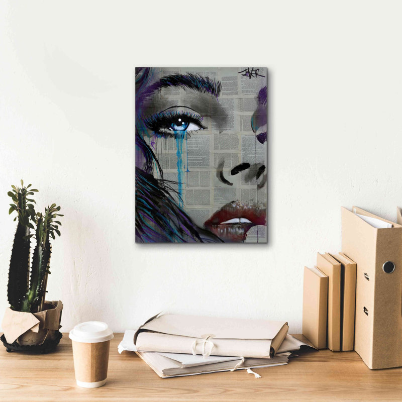 «Face To Face» par Loui Jover, art mural sur toile, H 16 po x l 12 po x P 0,75 po