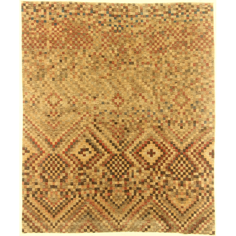 Tapis unique en laine noué à la main Oushak ivoire de 7 pi 1 po x 8 pi 6 po Cora