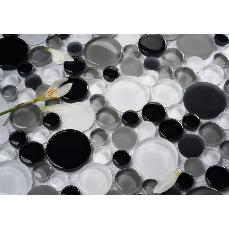 Bubble Glass Random Mosaic Wall Tile, Tapioca