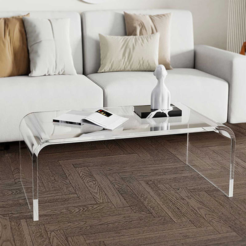 MESAILUP Waterfall Coffee Table Acrylic Rectangle 32"L x 15"W x 12"H Modern End Table,Clear, 17.29" H x 33.01" L x 7.86" W