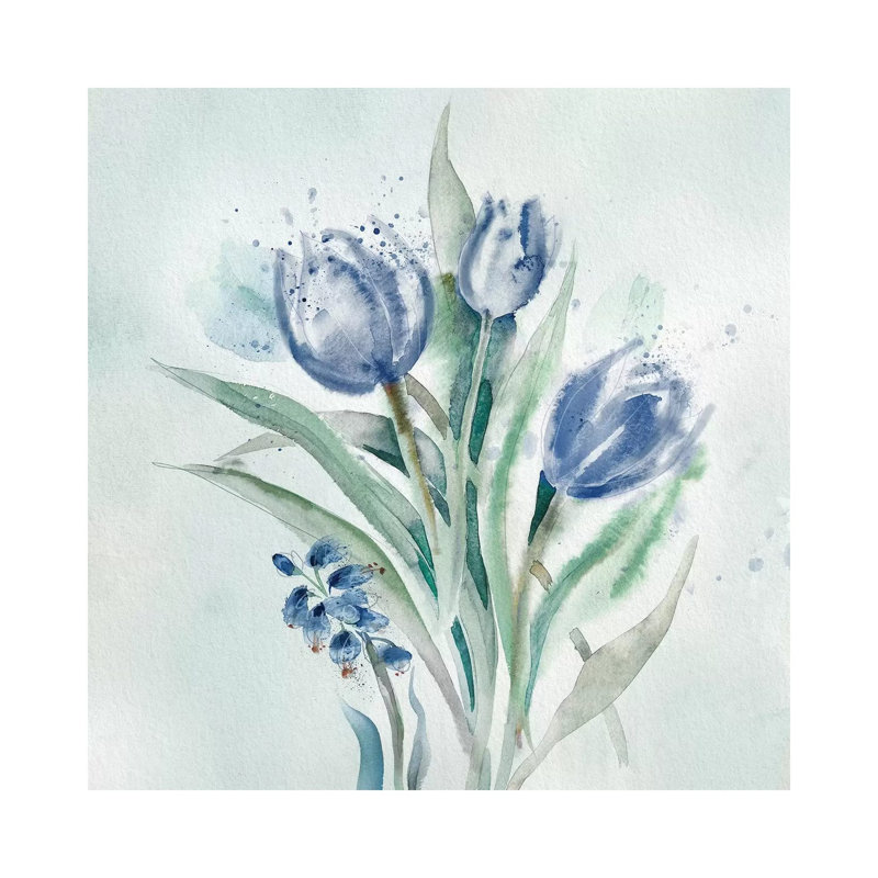 Blue Flower Wash II by Conrad Knutsen - Wrapped Canvas Painting, 30.48 cm H x 30.48 cm W