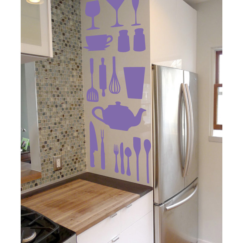 Décalcomanie murale de cuisine, H 37 po x l 29 po x P 0,01 po, Lavande