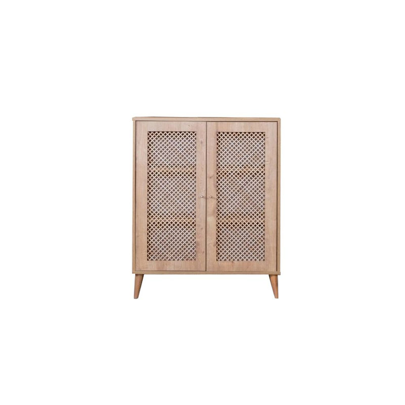 Modern Oak Sideboard with Soft-Close Doors, 35.4 x 41.3 x 16.1 inches | 100% Melamine Coated Chipboard, MDF Frame, Pine Wood Decor | Wall-Mountable Design, Multiple Shelves | Scandinavian Geometric Style