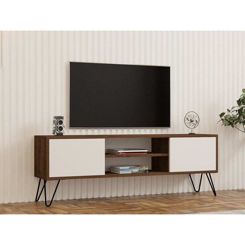 Menifee Unfinished TV Stand for TVs up to 48", Walnut/White
