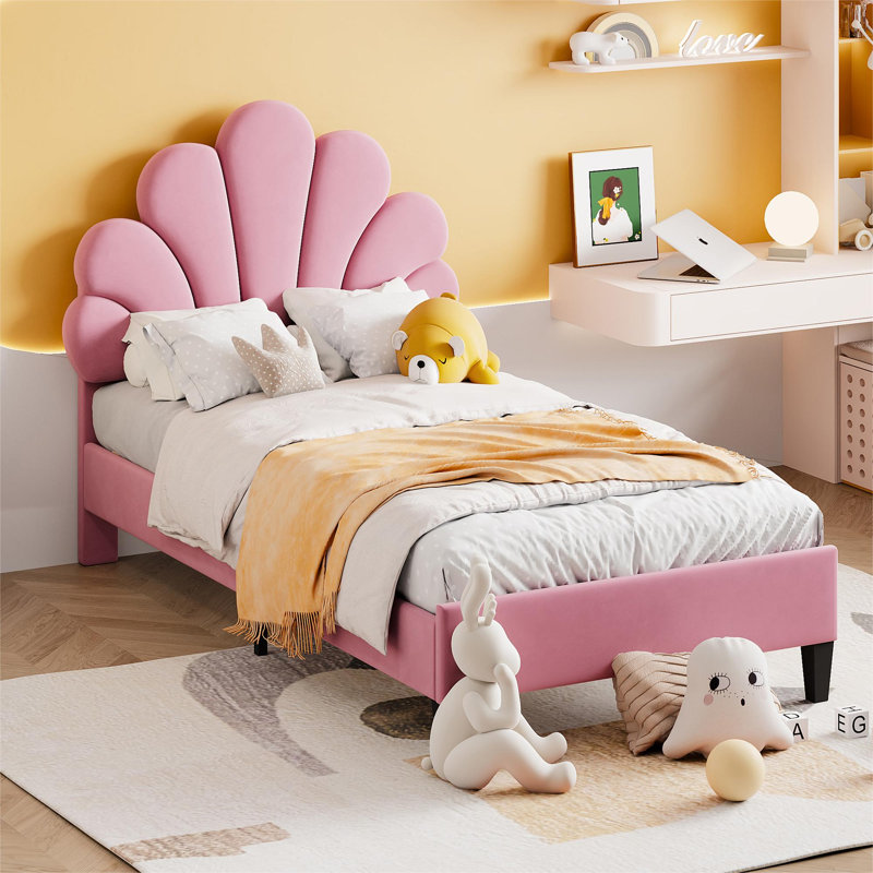 Penngrove Upholstered Bed, Pink, European Single (90 x 200cm)