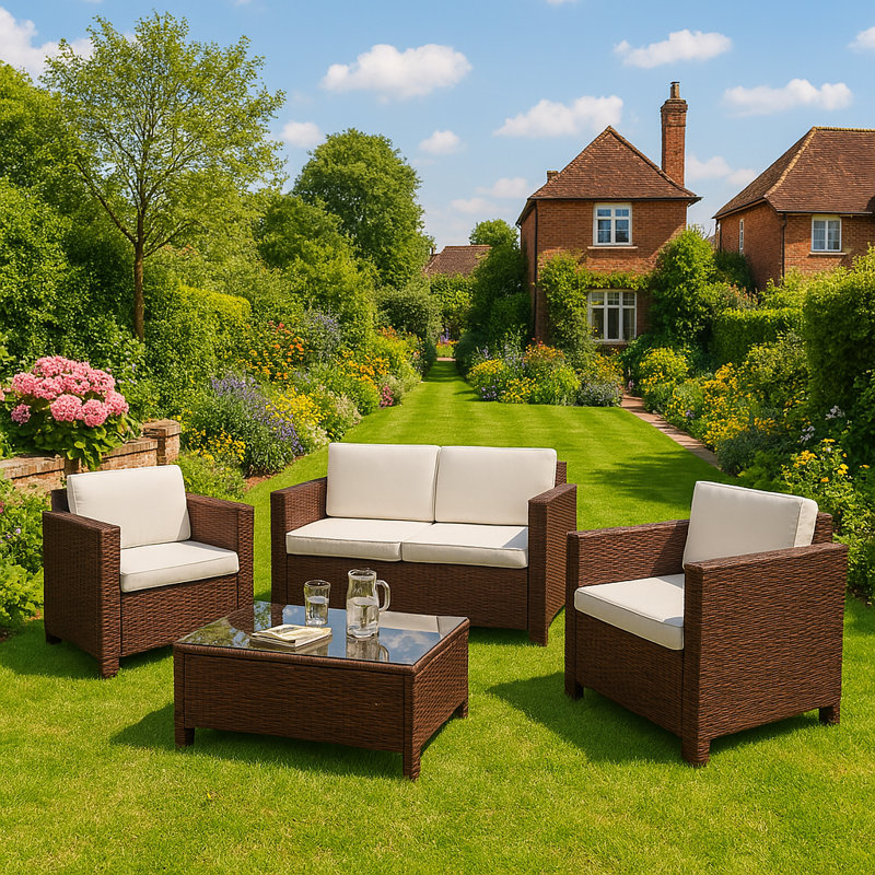 Gatland 4 Seater Rattan Sofa Set, Brown 