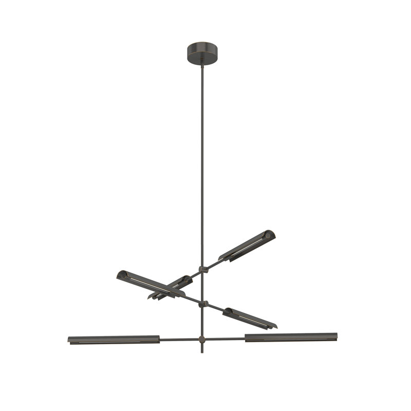 Astrid 6 - Light Dimmable LED Sputnik Modern Linear Chandelier, Urban Bronze