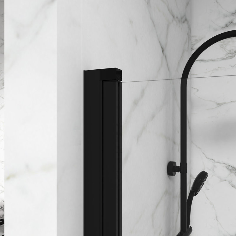 Black 180 Pivot Shower Door, 55" Height X 31.5" Width, Tempered Glass, Safe Locking System Wide, Shatterproof Glass