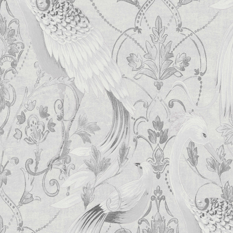 Laura Ashley Tregaron Silver Removable Wallpaper
