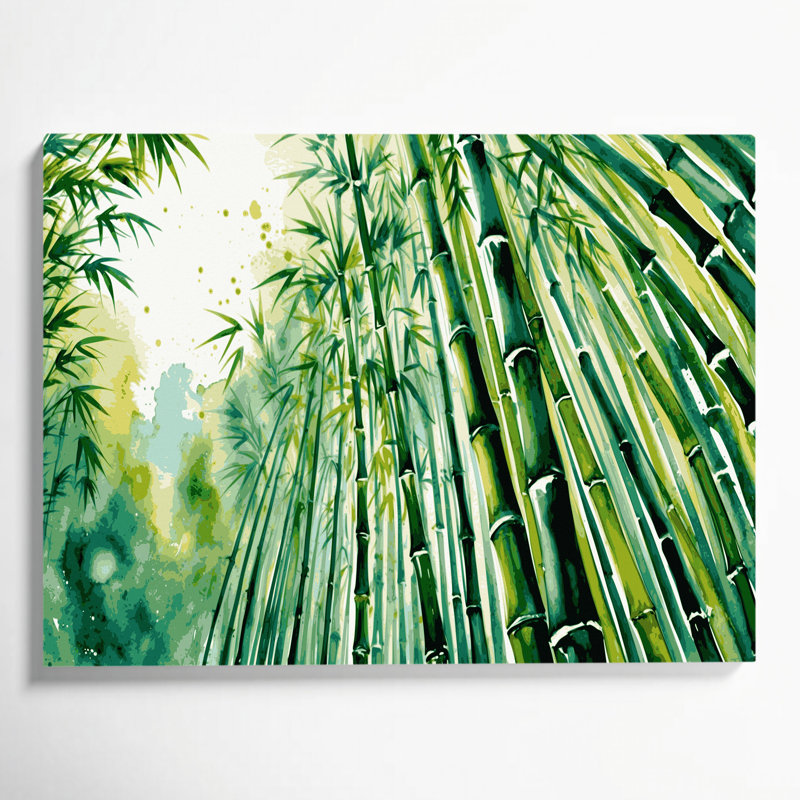 «Hawaiian Growing Bamboo», art mural sur toile verte, H 11 po x l 14 po