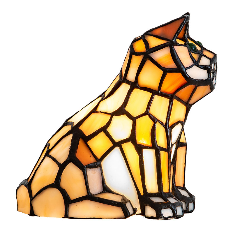 Cat 7" Lighted Art Glass Novelty Light