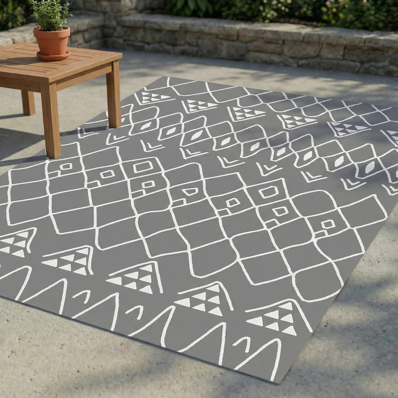 Tapis à motif géométrique marocain Thambiah, Rectangle 3 pi 4 po x 6 pi 7 po