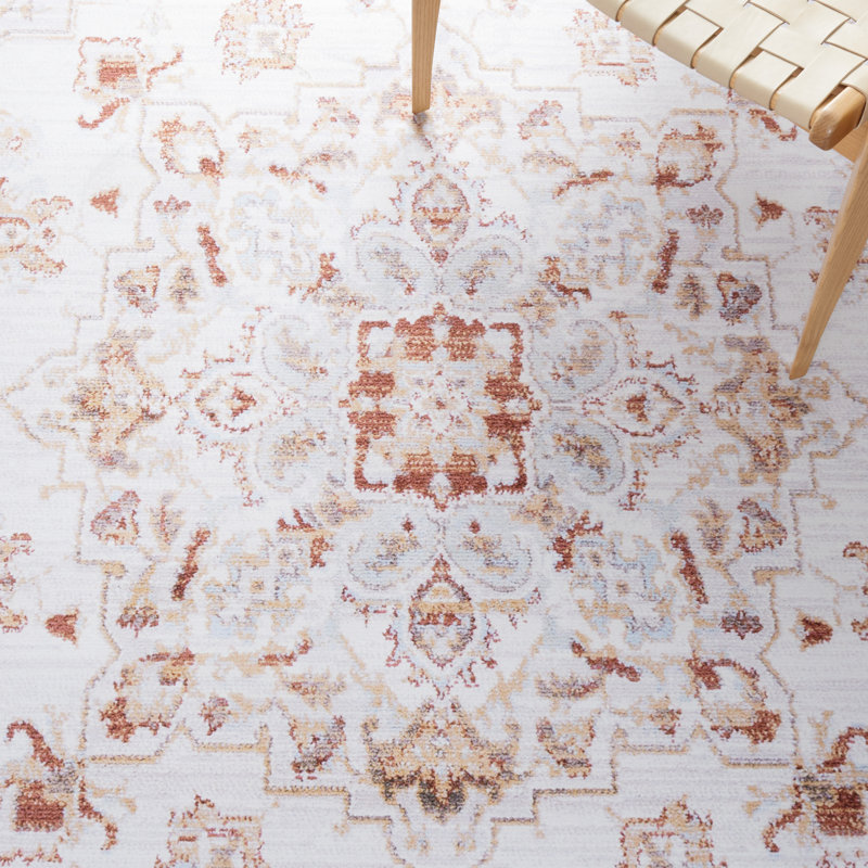 Sonia Oriental Beige/Grey Red Area Rug, Square 4'