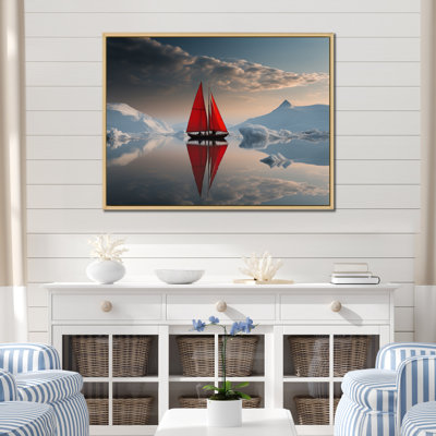 Voilier rouge arctique - impression sur toile