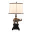 Lampe de table 27 "en polyrésine avec finition bronze et abat-jour en lin naturel, ensemble de 2, naturel