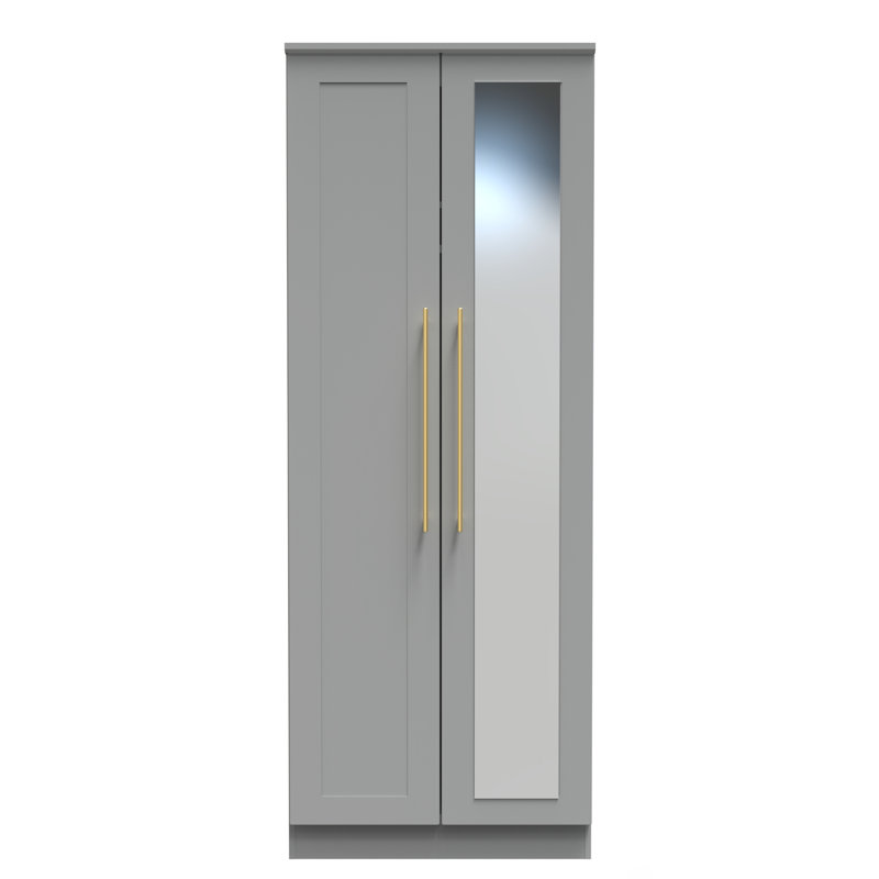 Behrad Tall 2 Door Mirrored Robe , Dusk Grey