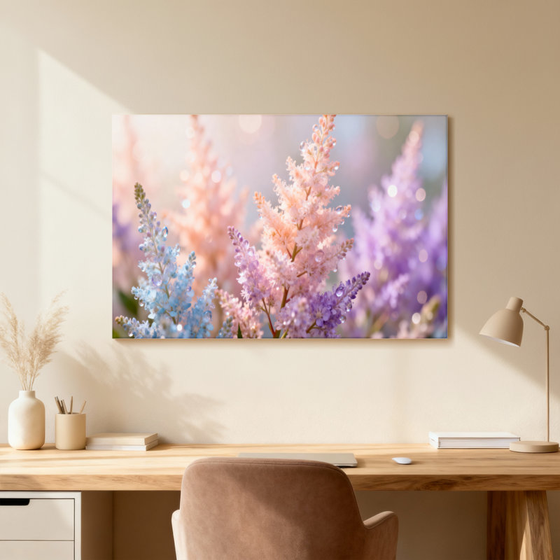 Plantes et fleurs fleurs pastel douces dans une douce lumière, H 12 po x l 18 po, Toile tendue, Ne s’applique pas