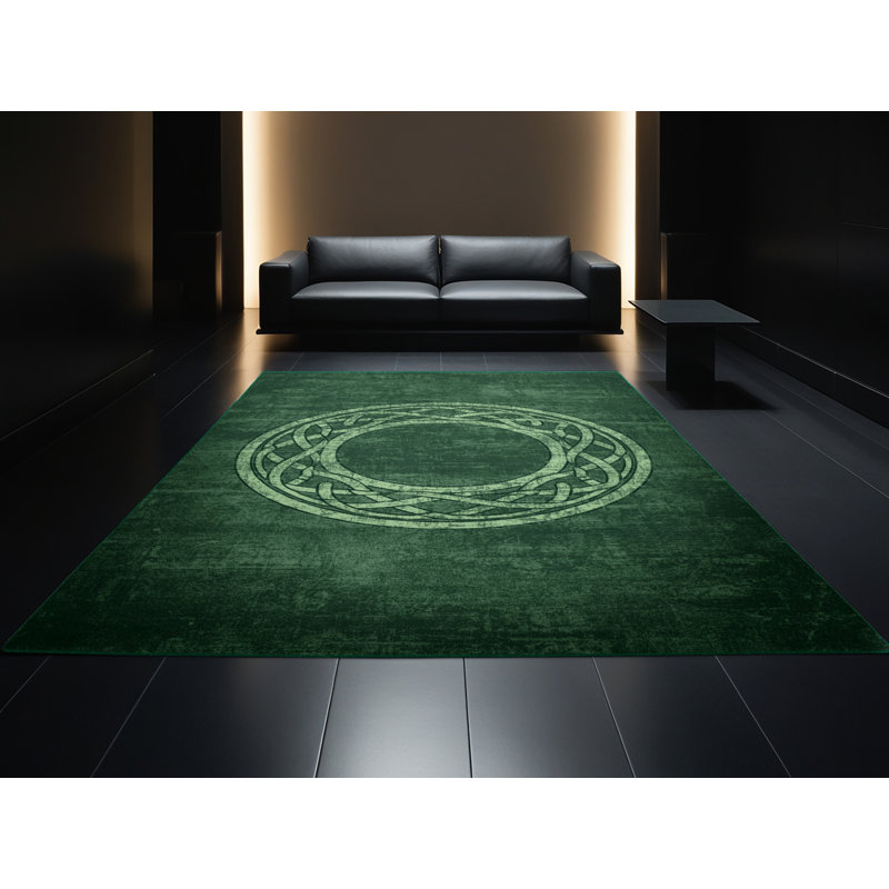 Tapis moelleux et moelleux à motif abstrait moderne et contemporain Fed Patt St Patties - Reliure verte, 8 x 12