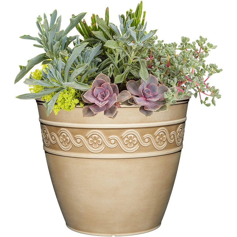 Milahn Resin Round Pot Planter, Storm Blue, 7" H x 8" W x 8" D