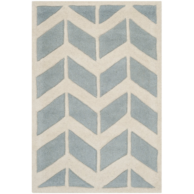 Deedie Hand Tufted Wool Chevron Rug, Rectangle 2' x 3'