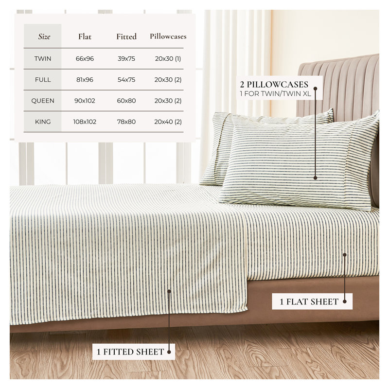 Ultra Soft Lodge Printed Microfiber Sheet Set, Queen, Stripe Blue