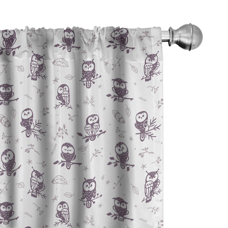 Owl Semi-Sheer Rod Pocket Sliding Panel, 28" x 95"