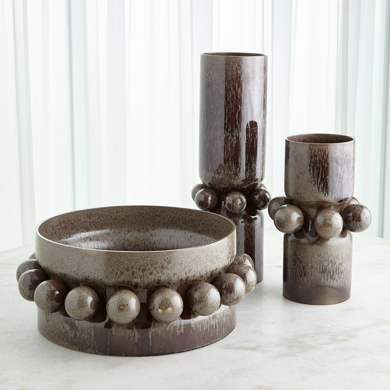 Hera Handmade Ceramic Table Vase, Bronze, 20.75" H x 8" W x 8" D