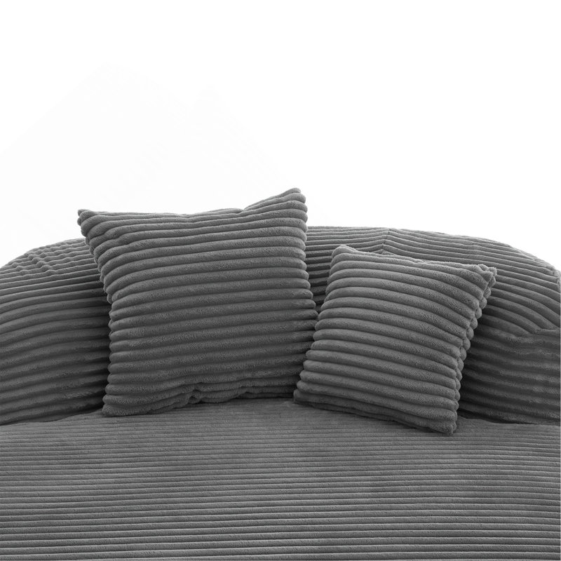 Canapé-lit moderne avec méridienne sans dossier avec deux coussins de soutien pour le salon, gris, Gray Corduroy, Gray