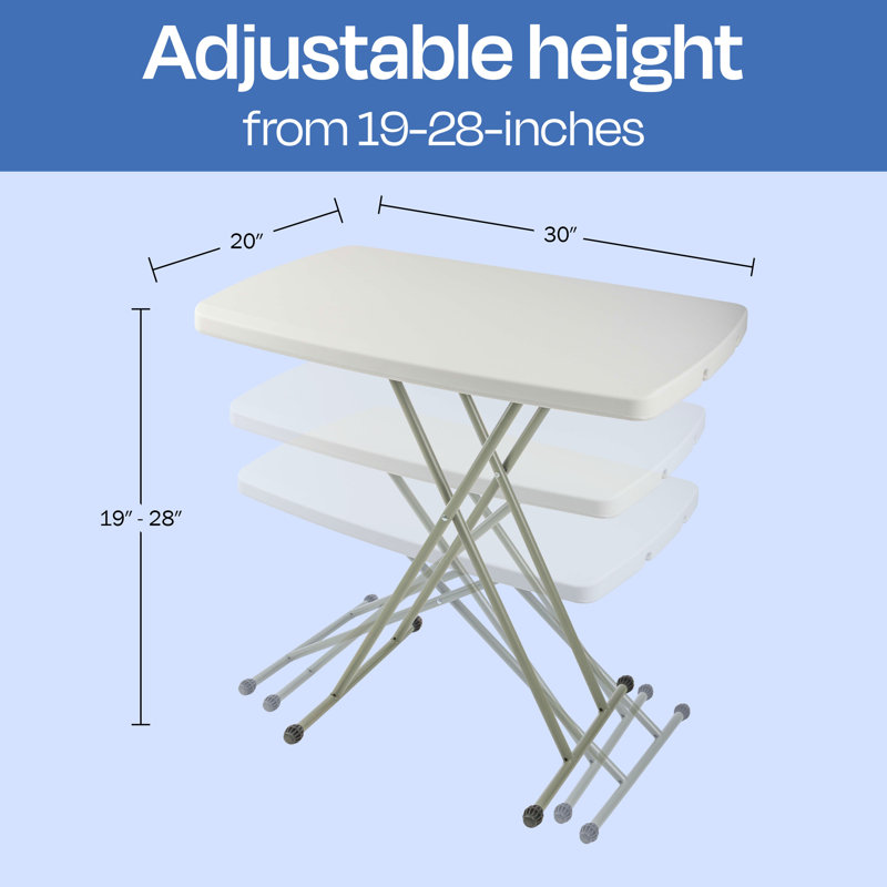 Folding Table - Lightweight Portable Folding Desk - Small Plastic Table for Camping, Playing Cards, and Crafting by Everyday Home (White)