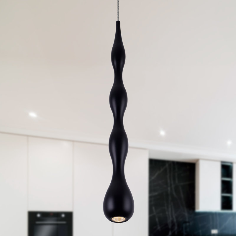 Polaris 1-Light 5" ETL Certified Integrated LED Height Adjustable Cylinder Pendant Bell Light, Black
