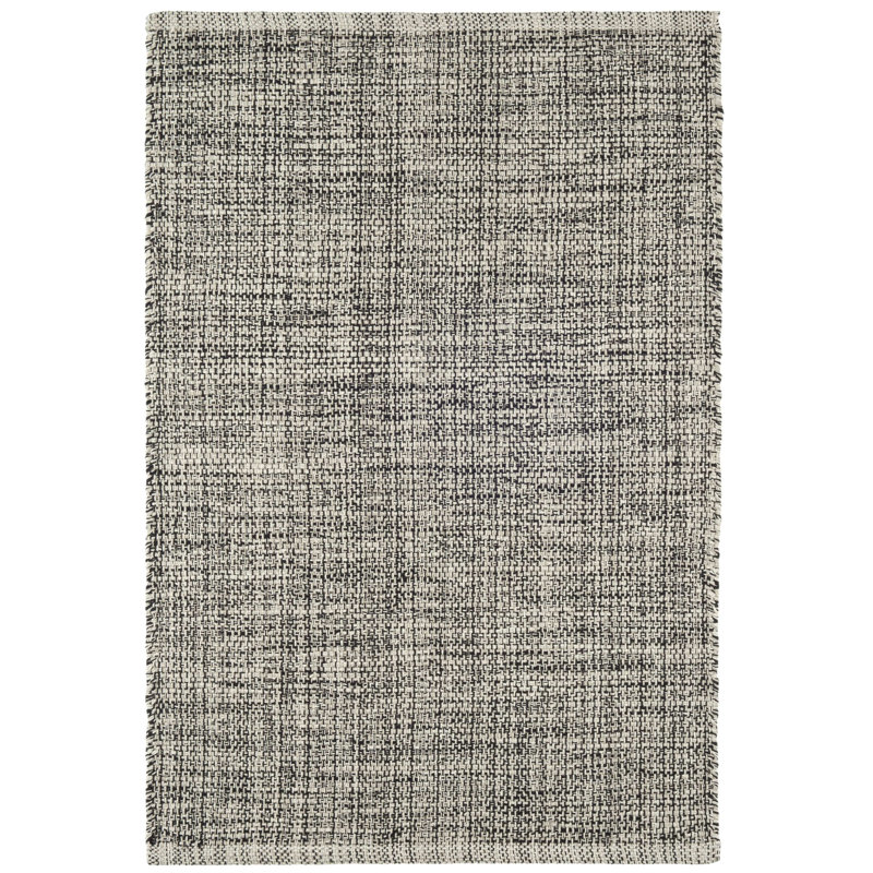 Tapis noir en coton tissé à la main Marled, Rectangle 4 pi x 6 pi