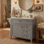 Meuble-lavabo moderne 36 po avec lavabo en céramique, armoire de rangement en bois d'hévéa massif avec tiroir basculant (noir / blanc / gris / vert)-129683134