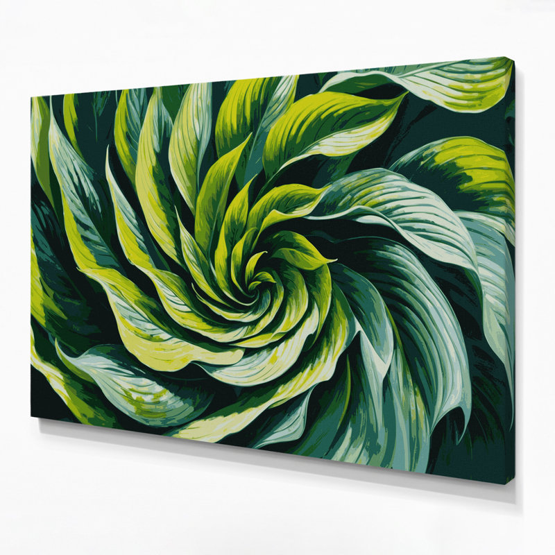 «Botanical Hostas», art mural sur toile verte, H 8 po x l 10 po