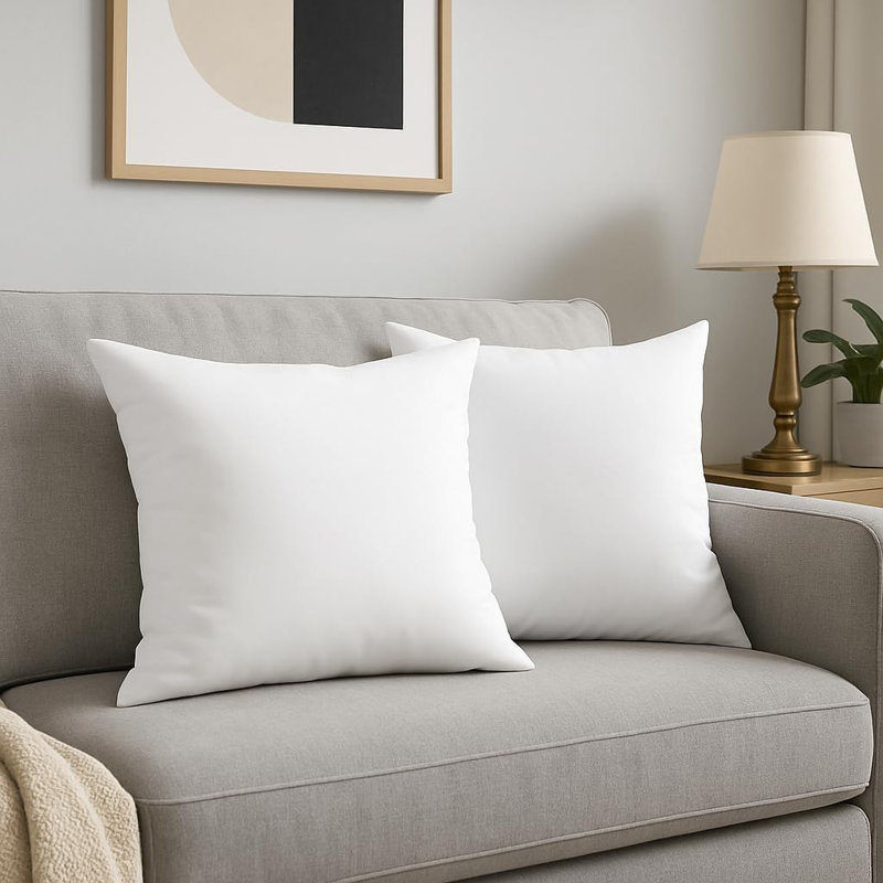 Casafoyer Throw Pillow Inserts (18"x18") | Set Of 2 | Easy Maintenance Inserts For Better Comfort | Polyester Gel Fibre Fill | No Feather Pokes | Machine Washable In Delicate Cycle