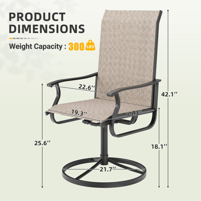 2-Piece Outdoor Swivel Patio Dining Chairs