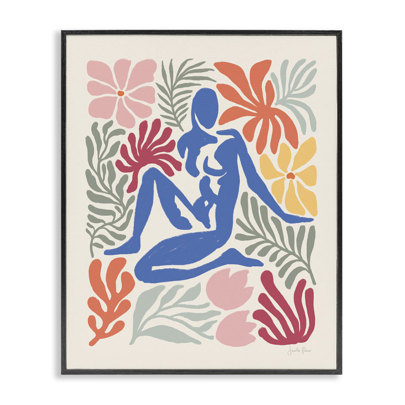 «Abstract Garden with Nude», estampe numérique par Janelle Penner, Giclée encadrée noir minuit, H 14 po x l 11 po